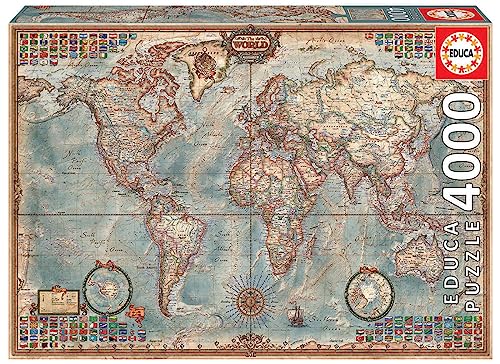 Educa - Puzzle 4000 Teile für Erwachsene | Antike Weltkarte, 4000 Teile Puzzle für Erwachsene und Kinder ab 14 Jahren, Inklusive Ersatzteilservice, Solange der Vorrat reicht. Atlas, Landkarte (14827) von Educa