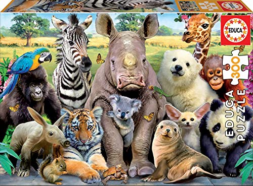 Educa - Puzzle 300 Teile | Lustige Zootiere, 300 Teile Puzzle für Erwachsene und Kinder ab 6 Jahren, Tierpuzzle (15908) von Educa