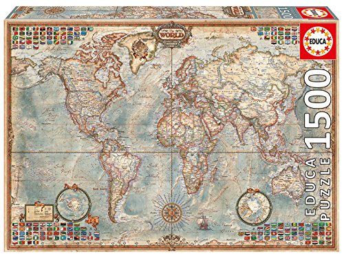 Educa - Puzzle 1500 Teile für Erwachsene | Antike Karte, 1500 Teile Puzzle für Erwachsene und Kinder ab 14 Jahren, Landkarte, Weltkarte (16005) von Educa