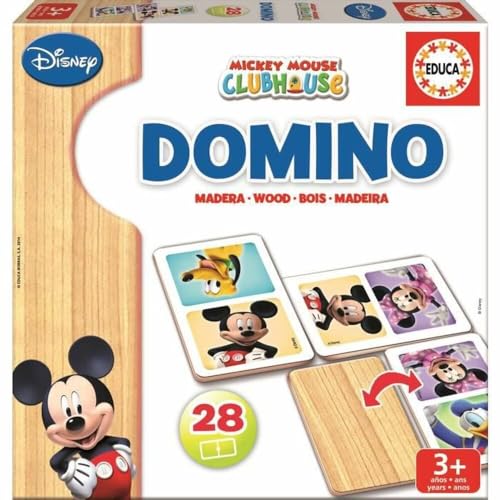 Educa - Lernspiel, Domino, Mickey Minnie, 28 Teile Stück Holz (16037) von Educa