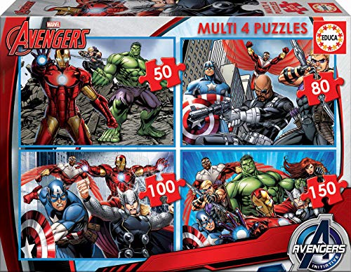 Educa - Puzzle-Set 50-80-100-150 Teile für Kinder ab 5 Jahren | Avengers, Marvel (16331) von Educa