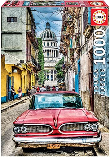Educa - Puzzle 1000 Teile für Erwachsene | Oldtimer in Havana, 1000 Teile Puzzle für Erwachsene und Kinder ab 14 Jahren, Havanna, Kuba (16754) von Educa