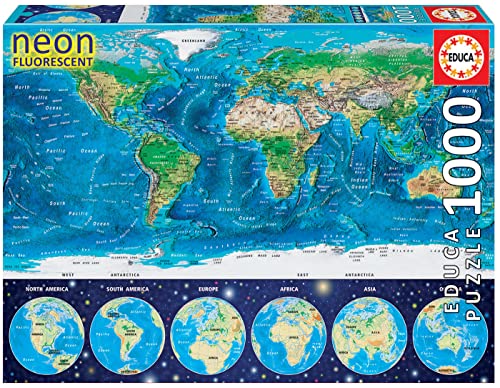 Educa - Puzzle 1000 Teile für Erwachsene | Weltkarte, Leuchtpuzzle, 1000 Teile Puzzle für Erwachsene und Kinder ab 14 Jahren, leuchtet im Dunkeln (16760) Educa - Puzzle 1000 Teile für Erwachsene | Weltkarte, Leuchtpuzzle, 1000 Teile Puzzle für Erwachsene und Kinder ab 14 Jahren, leuchtet im Dunkeln (16760) von Educa