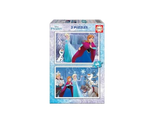 Educa - Puzzle 48 Teile für Kinder ab 4 Jahren | Die Eiskönigin 2x48 Teile Puzzle, Anna, ELSA und Olaf, Kinderpuzzle ab 4 Jahren, Disney, Frozen (16852) von Educa