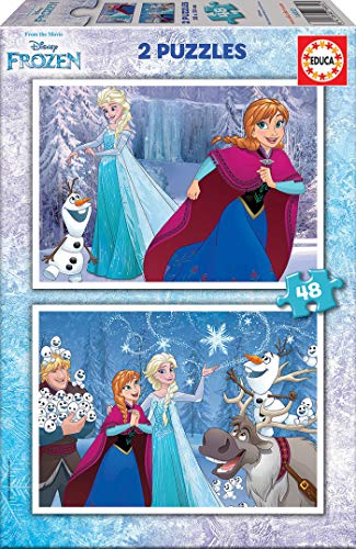 Educa - Puzzle 48 Teile für Kinder ab 4 Jahren | Die Eiskönigin 2x48 Teile Puzzle, Anna, ELSA und Olaf, Kinderpuzzle ab 4 Jahren, Disney, Frozen (16852) von Educa
