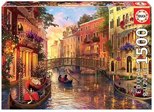 Educa - Puzzle 1500 Teile für Erwachsene | Sonnenuntergang in Venedig, 1500 Teile Puzzle für Erwachsene und Kinder ab 14 Jahren, Italien (17124) von Educa