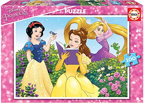 Educa 17167, Disney Prinzessinnen, 100 Teile Puzzle für Kinder ab 6 Jahren, Schneewittchen, Belle, Rapunzel von Educa