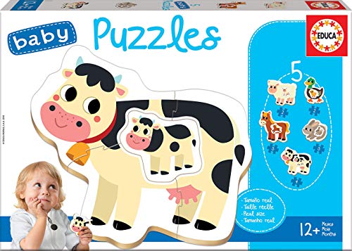 Educa - Bauernhof, Baby Puzzleset mit 5 Puzzles für Kinder ab 12 Monaten (17574) von Educa