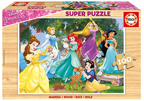 Educa - Holzpuzzle mit 100 Teile | Disney Prinzessinnen, 100 Teile Puzzle für Kinder ab 6 Jahren, Holzpuzzle (17628) von Educa