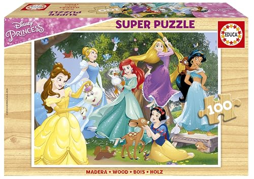 Educa - Holzpuzzle mit 100 Teile | Disney Prinzessinnen, 100 Teile Puzzle für Kinder ab 6 Jahren, Holzpuzzle (17628) von Educa