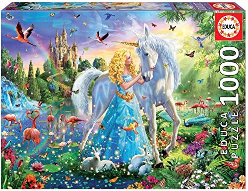 Educa - Puzzle 1000 Teile für Erwachsene | Prinzessin und Einhorn, 1000 Teile Puzzle für Erwachsene und Kinder ab 14 Jahren, Fantasy, Märchen (17654) von Educa