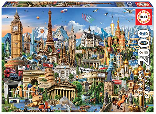 Educa - Puzzle 2000 Teile für Erwachsene | Wahrzeichen Europa, 2000 Teile Puzzle Für Erwachsene Und Kinder Ab 14 Jahren, Sehenswürdigkeiten (17697) von Educa