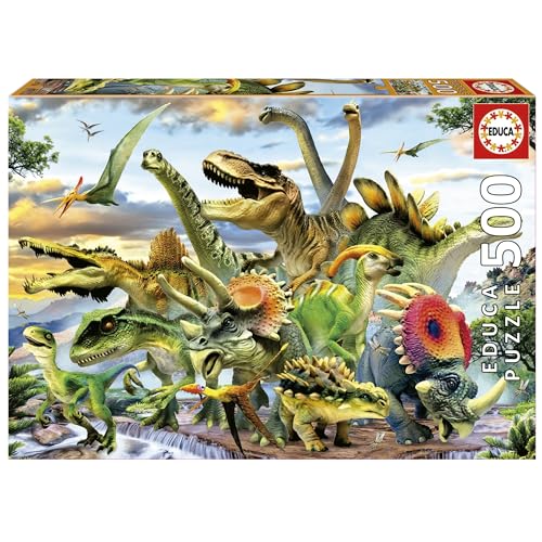 Educa 17961, Dinosaurier, 500 Teile Puzzle für Erwachsene und Kinder ab 10 Jahren, Dinopuzzle von Educa