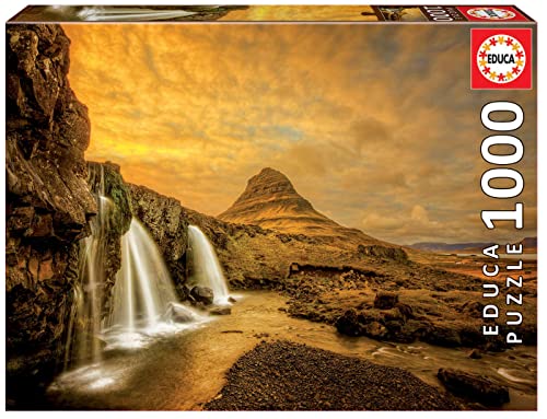 Educa 17971, Kirkjufells Wasserfall, 1000 Teile Puzzle für Erwachsene und Kinder ab 10 Jahren, Island, Landschaft, Natur von Educa