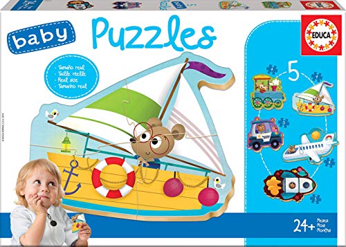 Educa - Verkehrsmittel, Baby Puzzleset mit 5 Puzzles für Kinder ab 24 Monaten (18059) von Educa