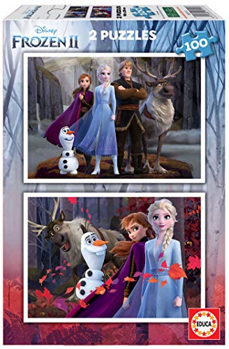 Educa - Puzzle 100 Teile | Die Eiskönigin II, 2x100 Teile Puzzleset für Kinder ab 6 Jahren, Disney, Anna, ELSA (18111) von Educa