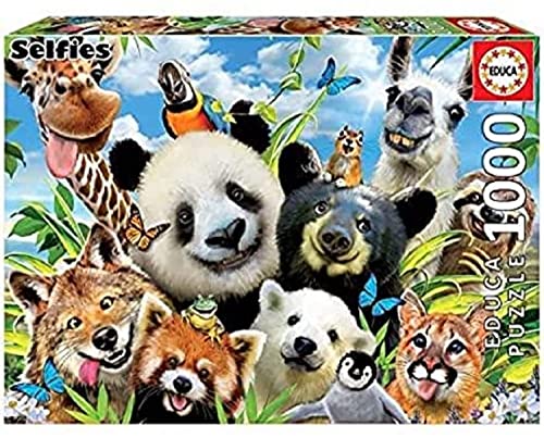 Educa 18117, Tierfreunde Selfie, 1000 Teile Puzzle für Erwachsene und Kinder ab 10 Jahren, Tierpuzzle, Bunt, One Size von Educa