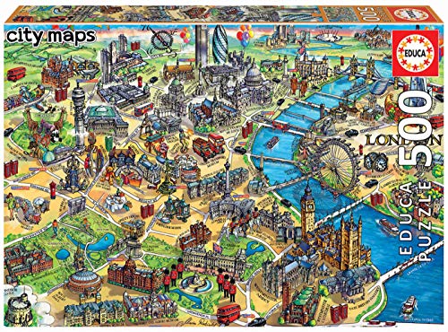 Educa 18451, London City Maps, 500 Teile Puzzle für Erwachsene und Kinder ab 10 Jahren, England, United Kingdom von Educa