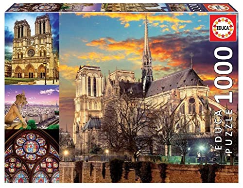 Educa - Puzzle 1000 Teile für Erwachsene | Notre Dame Collage, 1000 Teile Puzzle für Erwachsene und Kinder ab 14 Jahren, Frankreich, Kathedrale (18456) von Educa