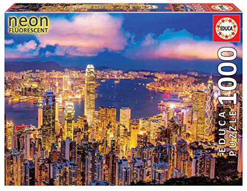 Educa 18462, Hong Kong, Leuchtpuzzle, 1000 Teile Puzzle für Erwachsene und Kinder ab 10 Jahren, China, leuchtet im Dunkeln von Educa