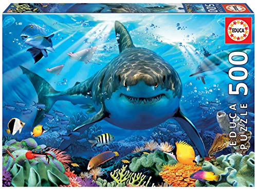 Educa - Puzzle 500 Teile für Erwachsene | Weißer Hai, 500 Teile Puzzle für Erwachsene und Kinder ab 11 Jahren, Meerestiere (18478) von Educa