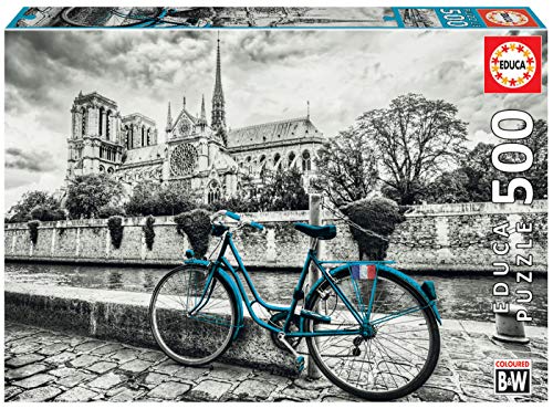Educa 18482, Fahrrad vor Notre Dame, 500 Teile Puzzle für Erwachsene und Kinder ab 10 Jahren, Paris, Frankreich von Educa