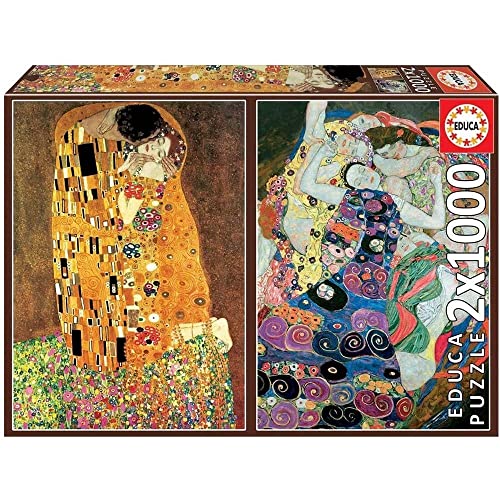 Educa - Puzzle 1000 Teile für Erwachsene | Klimt, 2x1000 Teile Puzzle für Erwachsene und Kinder ab 14 Jahren, Art Collection, Kunst, Jugendstil (18488) von Educa