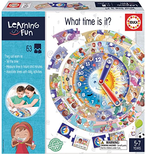 Educa 18841 Learning is Fun, Wie spät ist es, Lernuhr, Lernspiel für Kinder ab 5 Jahren von Educa
