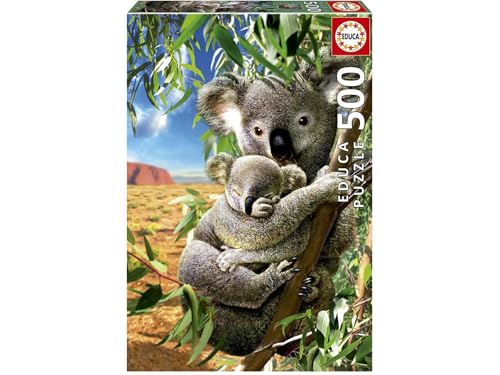 Educa 18999, Koala mit Baby, 500 Teile Puzzle für Erwachsene und Kinder ab 10 Jahren, Australien, Tierpuzzle von Educa