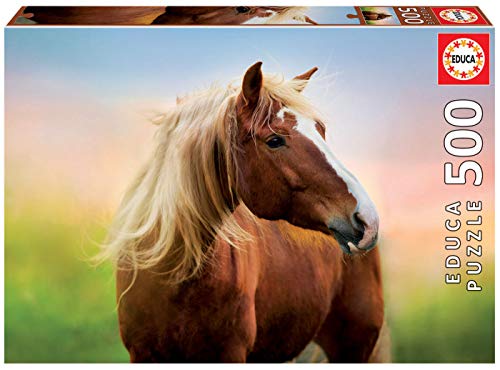 Educa 19000, Pferd im Sonnenaufgang, 500 Teile Puzzle für Erwachsene und Kinder ab 10 Jahren, Landschaft, Tierpuzzle von Educa