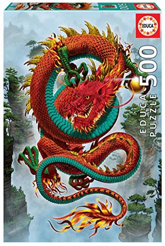 Educa 19003, Dragon, 500 Teile Puzzle für Erwachsene und Kinder ab 10 Jahren, chinesischer Drache, Vincent HIE von Educa