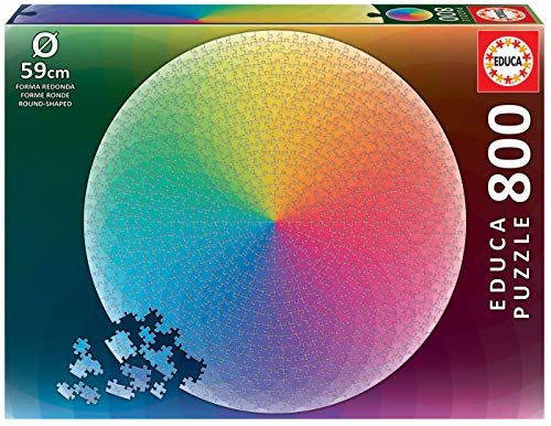 Educa 19033, Regenbogenfarben, 800 Teile rundes Puzzle für Erwachsene und Kinder ab 10 Jahren, Farbverlauf von Educa