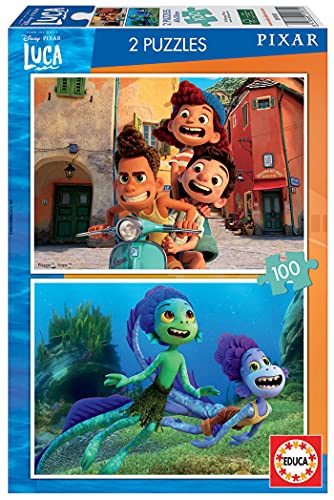 Educa 19181, Disney Luca, 2x100 Teile Puzzle für Kinder ab 4 Jahren von Educa