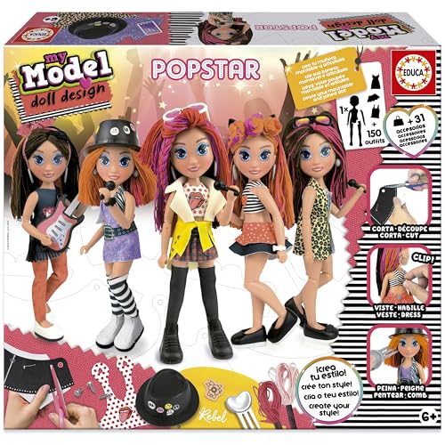 Educa 19203, My Model Doll Design Pop Star Puppe, DIY, Puppen selber machen, Bastelset für Kinder ab 6 Jahren von Educa