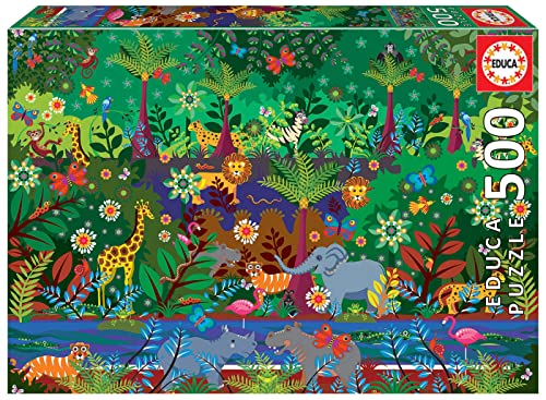 Educa 19245, Dschungel, 500 Teile Puzzle für Erwachsene und Kinder ab 10 Jahren, Illustration, Naturpuzzle von Educa