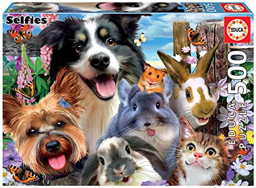 Educa - Puzzle 500 Teile für Erwachsene | Haustiere Selfie, 500 Teile Puzzle für Erwachsene und Kinder ab 11 Jahren, Tierpuzzle (19250) von Educa