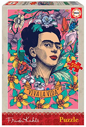 Educa - Puzzle 500 Teile für Erwachsene | Viva la Vida, Frida Kahlo, 500 Teile Puzzle für Erwachsene und Kinder ab 11 Jahren, Kunst (19251) von Educa