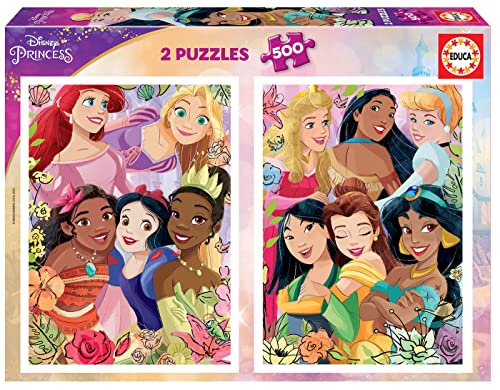 Educa - Puzzle 500 Teile für Erwachsene | Disney Prinzessinnen, 2 x 500 Teile Puzzleset für Erwachsene und Kinder ab 11 Jahren, Princess (19253) von Educa
