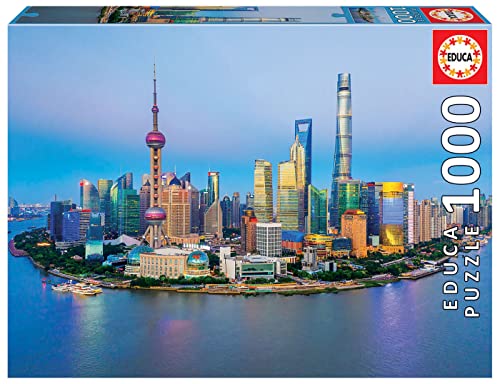 Educa 19254, Shanghai, 1000 Teile Puzzle für Erwachsene und Kinder ab 10 Jahren, Skyline, Städtepuzzle, China, Asien von Educa