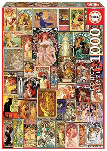 Educa - Puzzle 1000 Teile für Erwachsene | Jugendstil-Collage, 1000 Teile Puzzle für Erwachsene und Kinder ab 14 Jahren, Art Nouveau (19258) von Educa