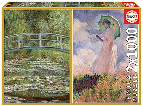Educa - Puzzle 1000 Teile für Erwachsene | Seerosen, 2 x 1000 Teile Puzzleset für Erwachsene und Kinder ab 14 Jahren, Claude Monet (19270) von Educa