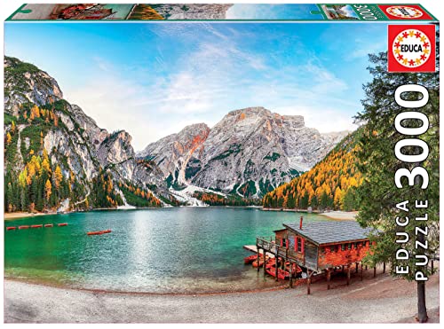 Educa - Puzzle 3000 Teile für Erwachsene | Pragser Wildsee im Herbst, 3000 Teile Puzzle für Erwachsene und Kinder ab 14 Jahren, Inklusive Ersatzteilservice, solange der Vorrat reicht. Südtirol (19281) von Educa