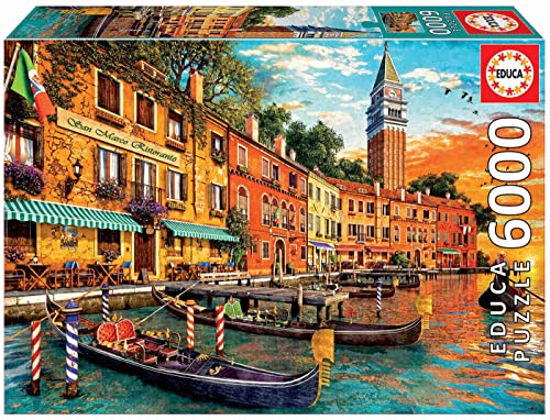 Educa - Puzzle 6000 Teile | Sonnenuntergang in San Marco, 6000 Teile Puzzle für Erwachsene und Kinder ab 14 Jahren, Inklusive Ersatzteilservice, Solange der Vorrat reicht. Italien, Venedig (19286) von Educa