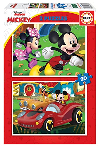Educa 19311, Mickey Mouse Funhouse, 2x20 Teile Puzzle-Set für Kinder ab 3 Jahren, Disney, Spielhaus, Kinderpuzzle von Educa