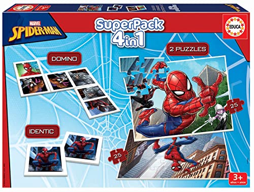 Educa - Spiderman Superpack 4in1, inkl. Domino, Memo Spiel und 2 Puzzles, für Kinder ab 3 Jahren, Marvel (19353) Educa - Spiderman Superpack 4in1, inkl. Domino, Memo Spiel und 2 Puzzles, für Kinder ab 3 Jahren, Marvel (19353) von Educa