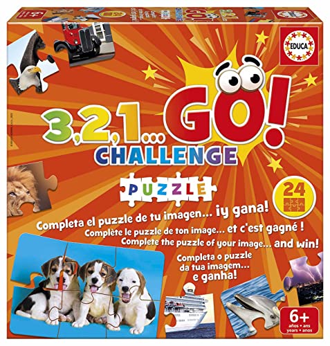 Educa 19390, 3,2,1 GO Challenge Puzzle, Puzzlespiel auf Zeit für Erwachsene und Kinder ab 6 Jahren, mit 24 kleinen Puzzeln von Educa