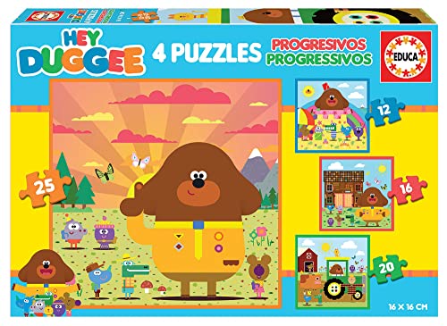 Educa 19394, Hey Duggee, 4-in-1 Puzzle-Set mit je 12-25 Teilen für Kinder ab 3 Jahren, Kinderpuzzle von Educa