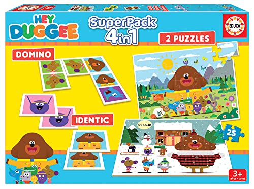 Educa - Hey Duggee Superpack 4in1, inkl. Domino, Memo Spiel und 2 Puzzles, für Kinder ab 3 Jahren (19395) von Educa