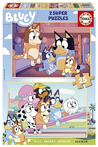 Educa - Holzpuzzle mit 25 Teile | Bluey Super Puzzle, 2x25 Teile Holzpuzzleset für Kinder ab 3 Jahren, Kinderpuzzle (19407) Educa - Holzpuzzle mit 25 Teile | Bluey Super Puzzle, 2x25 Teile Holzpuzzleset für Kinder ab 3 Jahren, Kinderpuzzle (19407) von Educa
