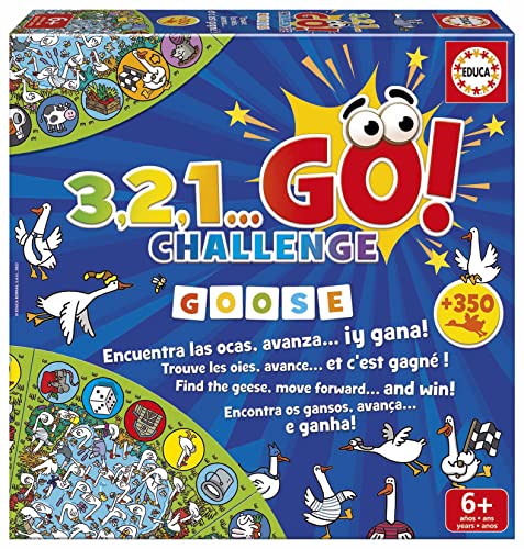 Educa 19420, 3,2,1 GO Challenge Goose, Wimmelbildspiel auf Zeit für Erwachsene und Kinder ab 6 Jahren, mit 350+ Tiermotiven von Educa